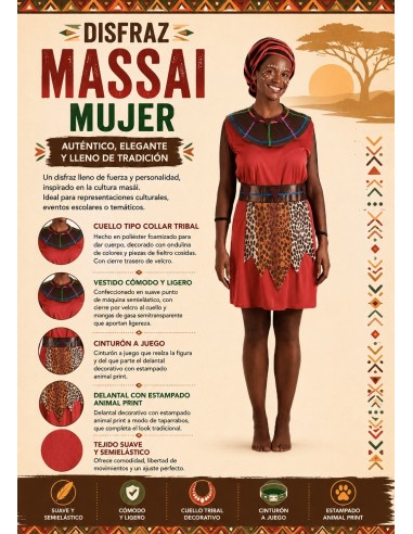 Costume Massai Femme Taille M | Costumes pour Adultes Le Roi du Carnaval